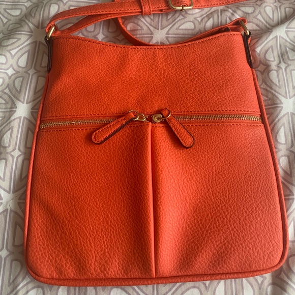 Handbags - NWOT Orange Vegan Leather Crossbody